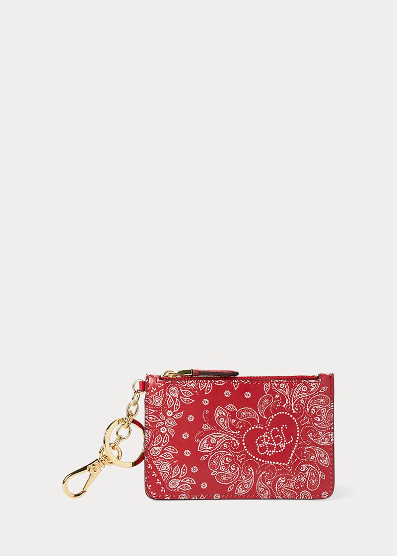 ローレン 財布 レディース 赤 印刷する レザー Zip Card Case JYAVW7312